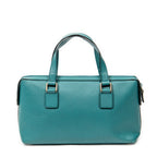 Handbag Top Handle Charm Boston Turquoise Grained Calfskin Leather