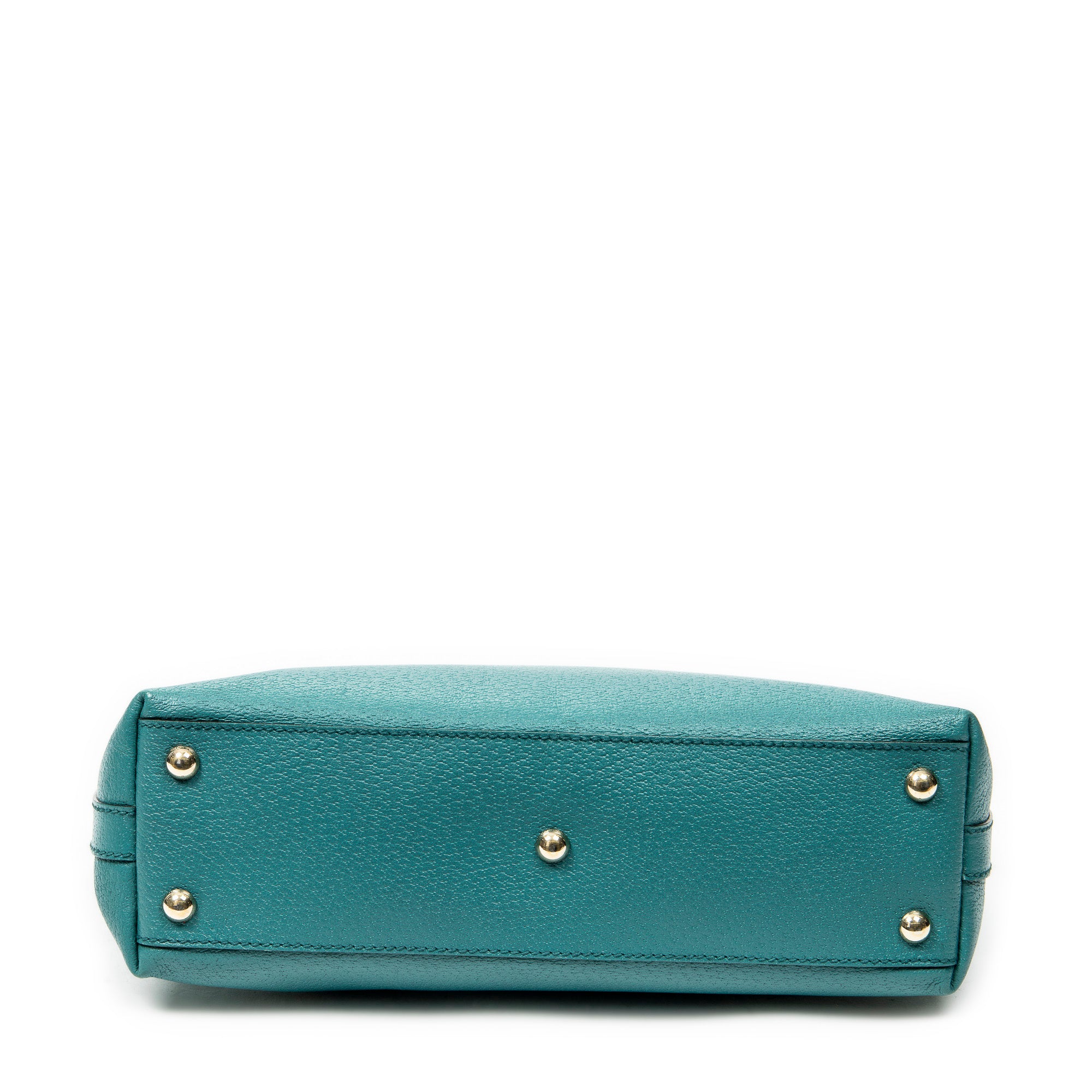 Handbag Top Handle Charm Boston Turquoise Grained Calfskin Leather