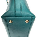 Handbag Top Handle Charm Boston Turquoise Grained Calfskin Leather