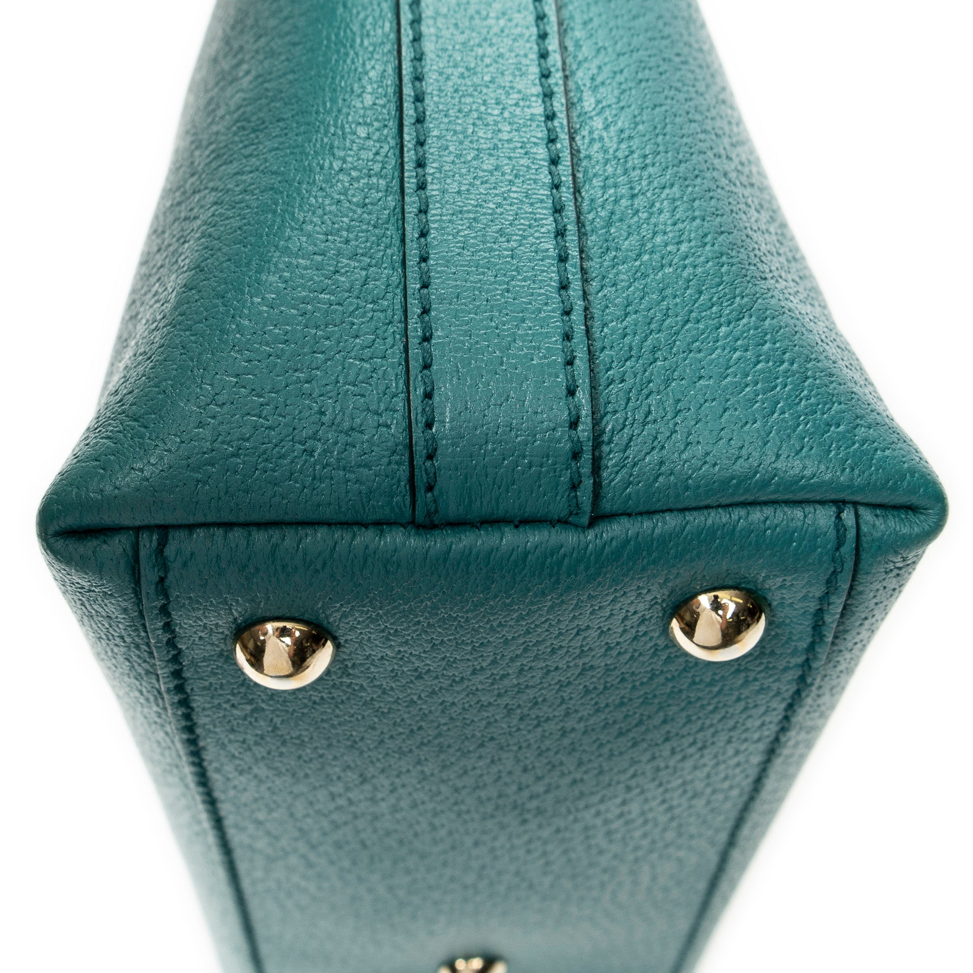Handbag Top Handle Charm Boston Turquoise Grained Calfskin Leather