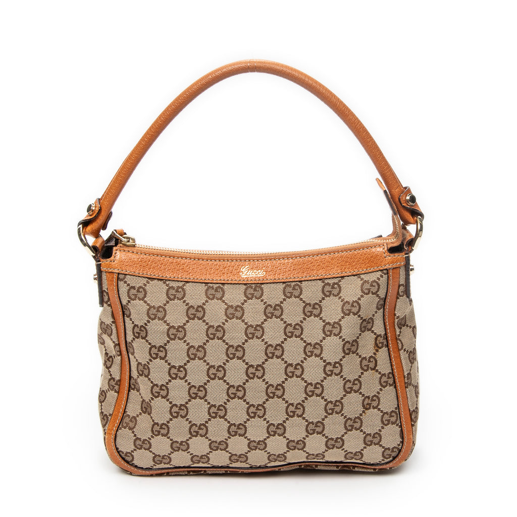 Shoulder Bag Small Abbey Top Handle Orange Monogrammed Canvas