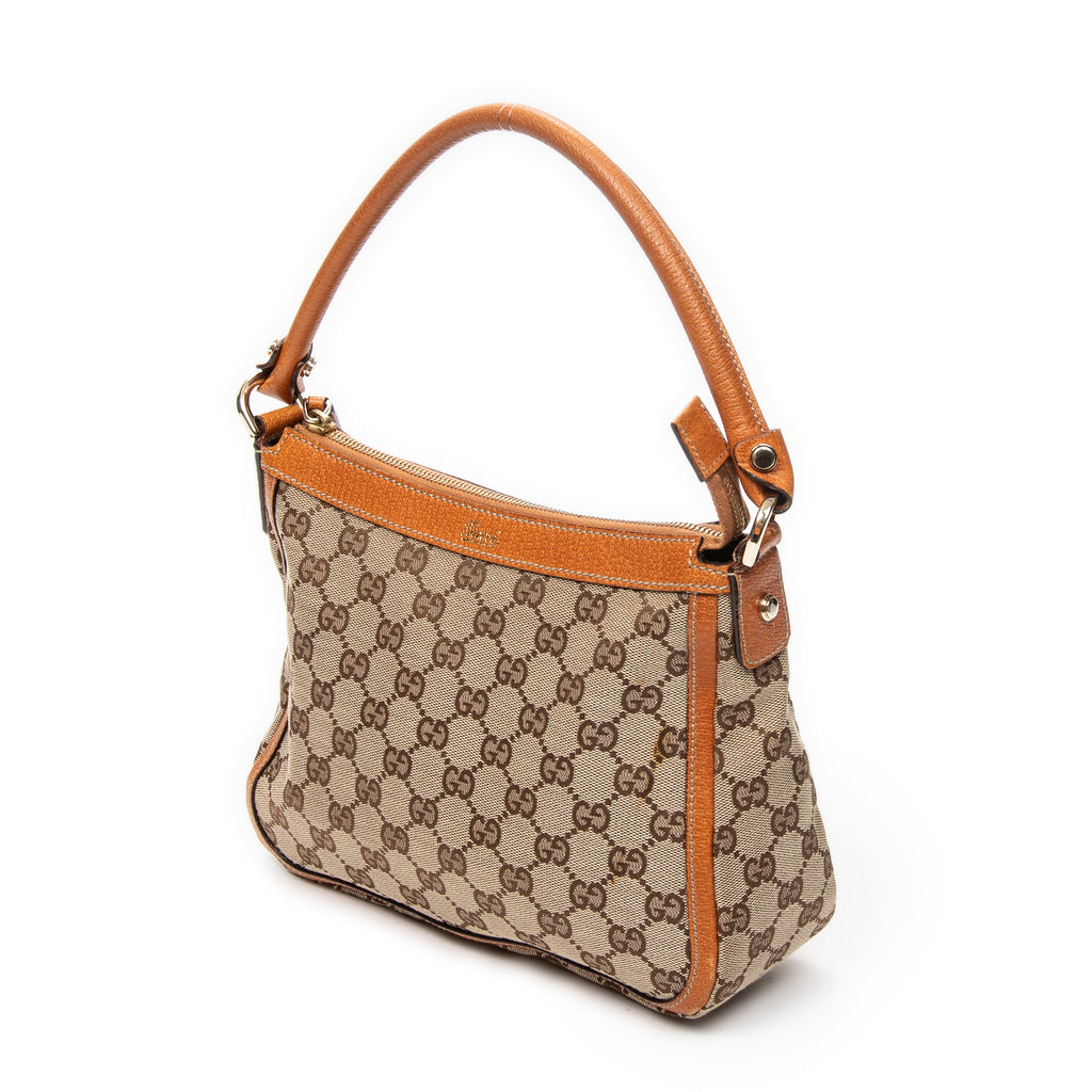 Shoulder Bag Small Abbey Top Handle Orange Monogrammed Canvas