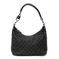 Shoulder Bag Small Hobo Bag Black Monogrammed Canvas