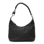 Shoulder Bag Small Hobo Bag Black Monogrammed Canvas