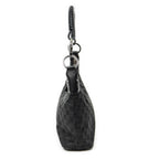 Shoulder Bag Small Hobo Bag Black Monogrammed Canvas