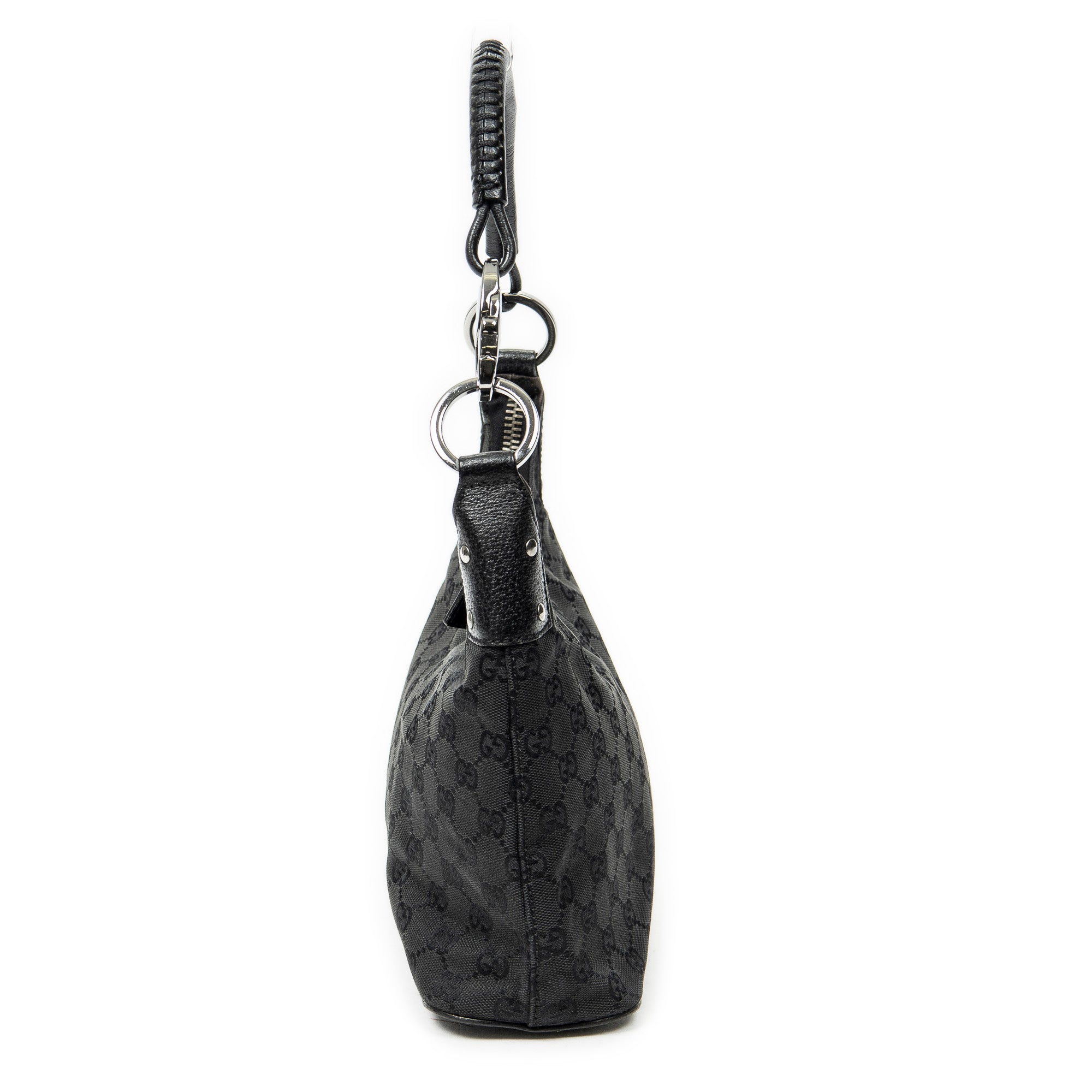 Shoulder Bag Small Hobo Bag Black Monogrammed Canvas