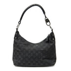 Shoulder Bag Small Hobo Bag Black Monogrammed Canvas