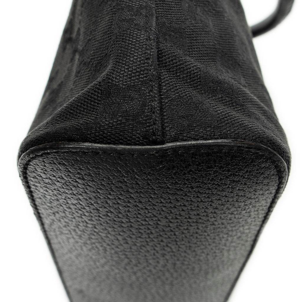 Shoulder Bag Small Hobo Bag Black Monogrammed Canvas
