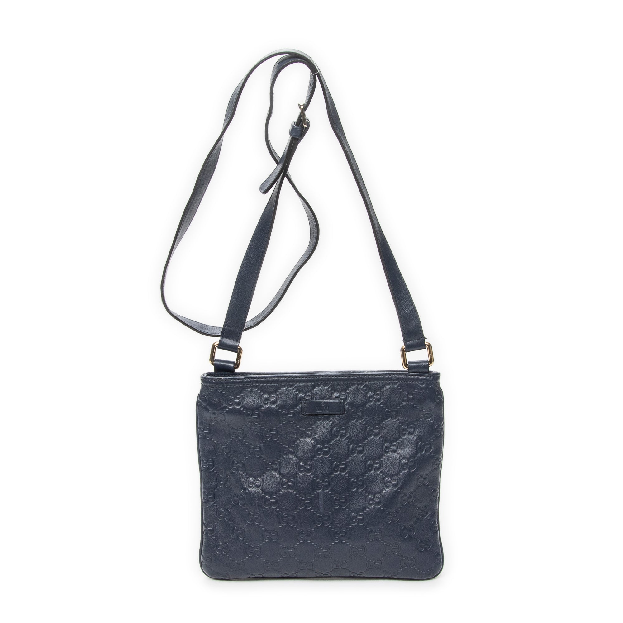 Shoulder Bag Small Flat Messenger Blue Guccissima Leather