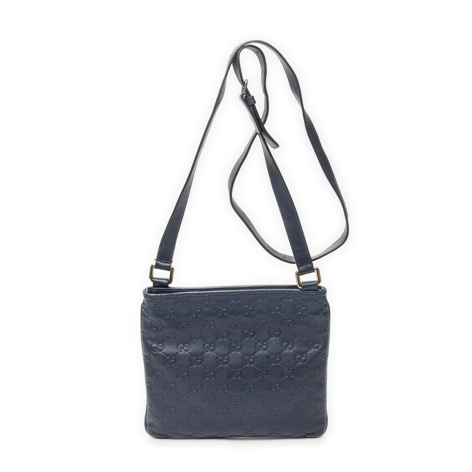 Shoulder Bag Small Flat Messenger Blue Guccissima Leather