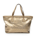 Shoulder Bag Large Zip Shopping Tote Gold Guccissima Imprint Coated Canvas