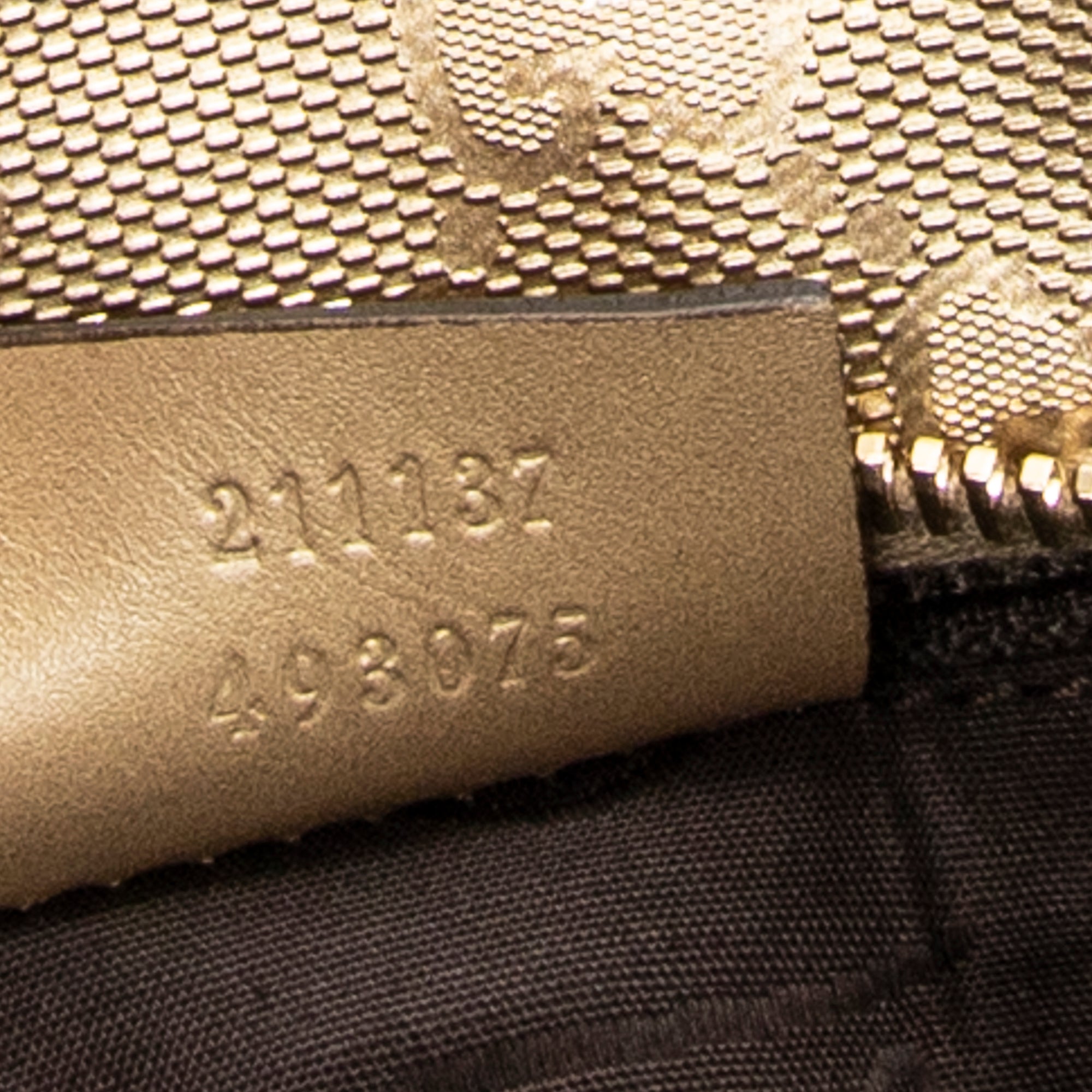 Shoulder Bag Large Zip Shopping Tote Gold Guccissima Imprint Coated Canvas