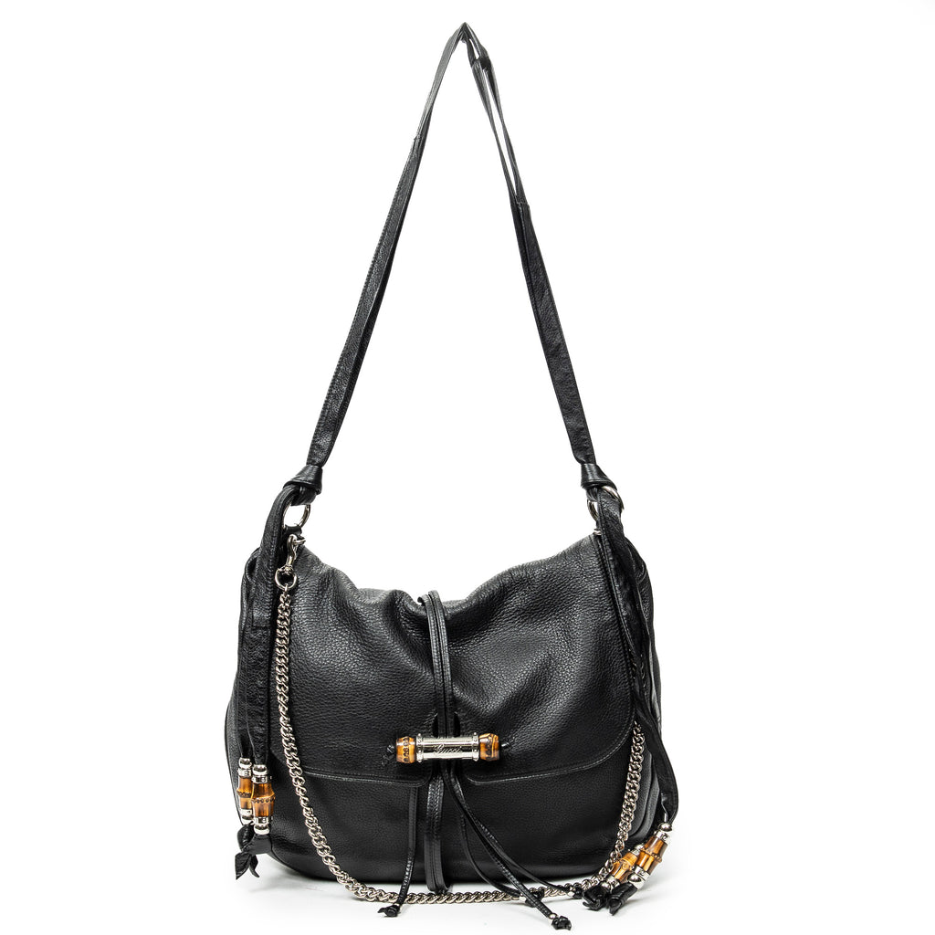 Shoulder Bag Large Jungle Flap Messenger Black Grained Calfskin Leather