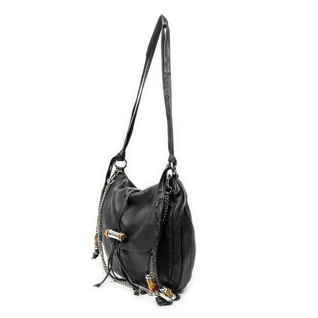 Shoulder Bag Large Jungle Flap Messenger Black Grained Calfskin Leather