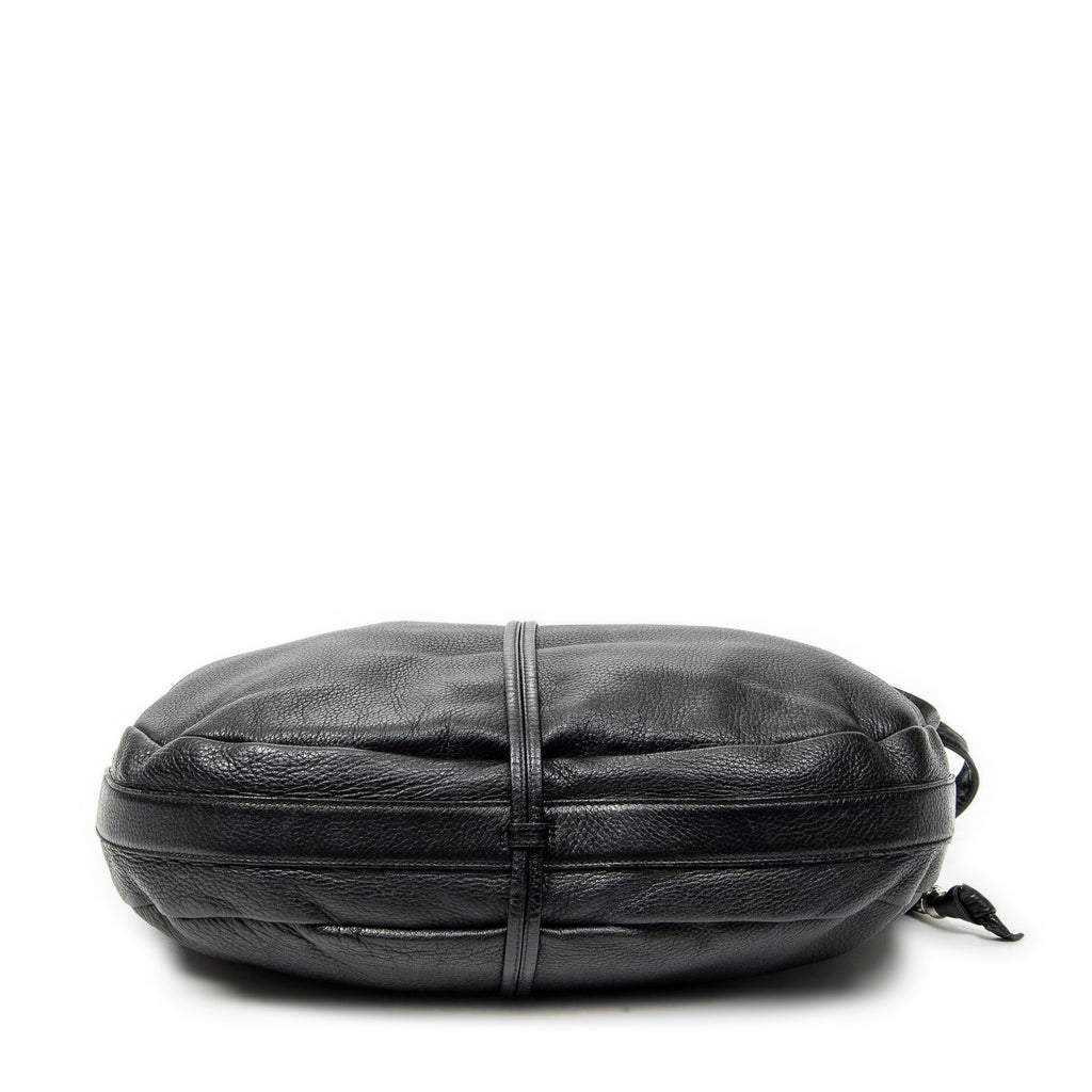 Shoulder Bag Large Jungle Flap Messenger Black Grained Calfskin Leather