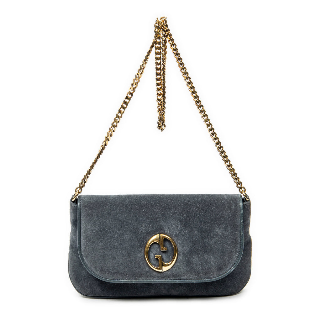 Shoulder Bag Medium 1973 Bucharest Chain Bag Blue Suede Leather