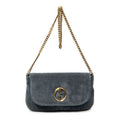 Shoulder Bag Medium 1973 Bucharest Chain Bag Blue Suede Leather
