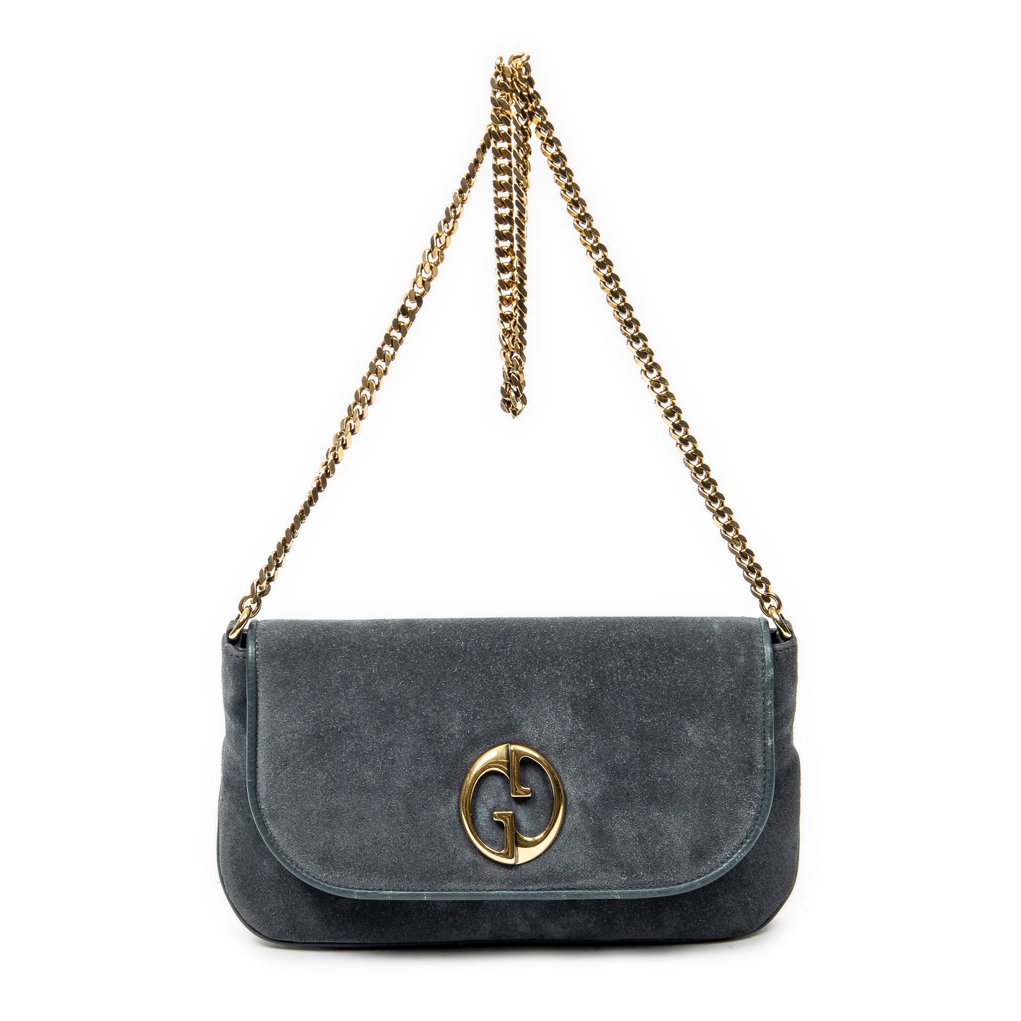 Shoulder Bag Medium 1973 Bucharest Chain Bag Blue Suede Leather
