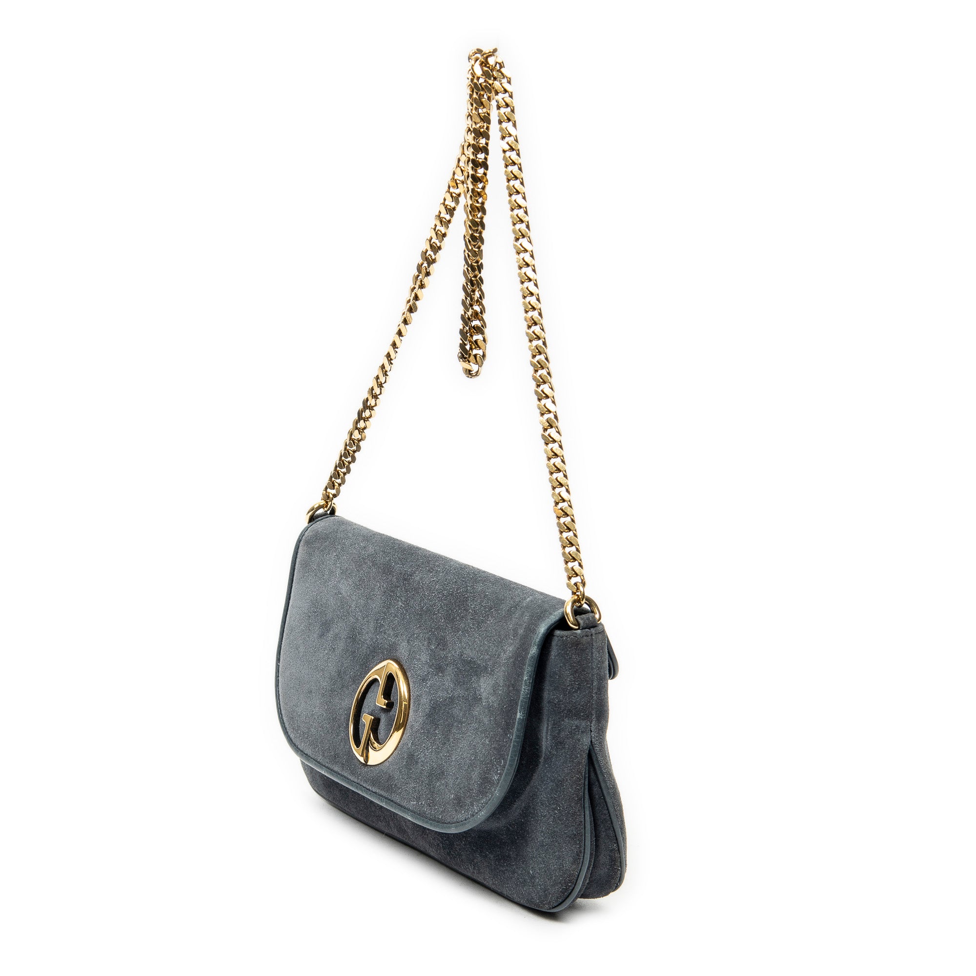 Shoulder Bag Medium 1973 Bucharest Chain Bag Blue Suede Leather