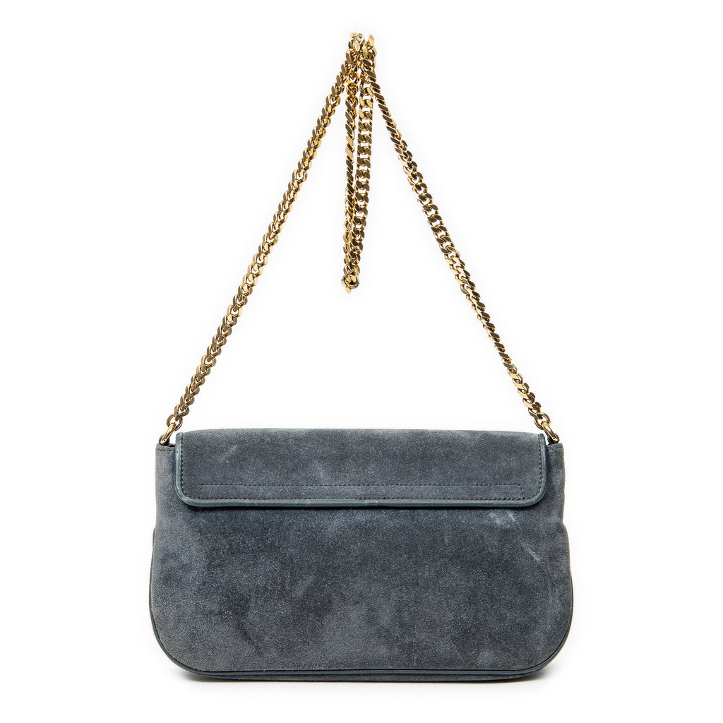 Shoulder Bag Medium 1973 Bucharest Chain Bag Blue Suede Leather