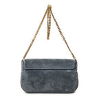 Shoulder Bag Medium 1973 Bucharest Chain Bag Blue Suede Leather