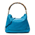 Shoulder Bag Medium Diana Bamboo Hobo Blue Grained Calfskin Leather