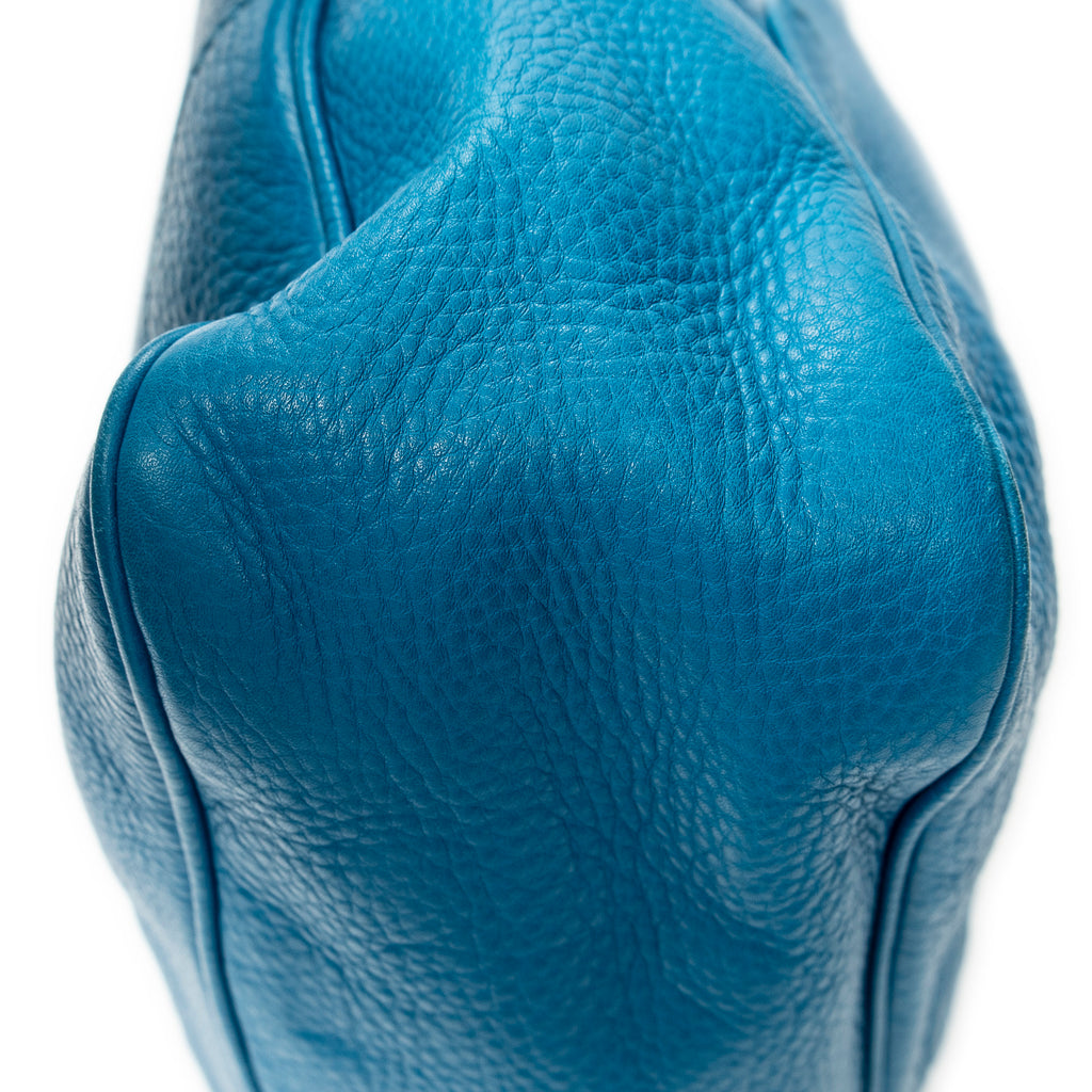 Shoulder Bag Medium Diana Bamboo Hobo Blue Grained Calfskin Leather