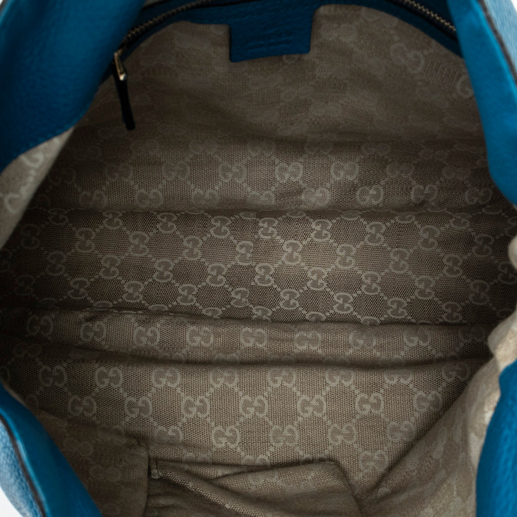 Shoulder Bag Medium Diana Bamboo Hobo Blue Grained Calfskin Leather