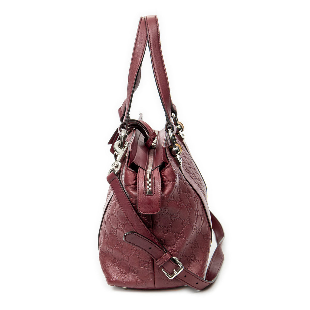 Shoulder Bag Medium Bamboo Bar Tote Burgundy Guccissima Leather
