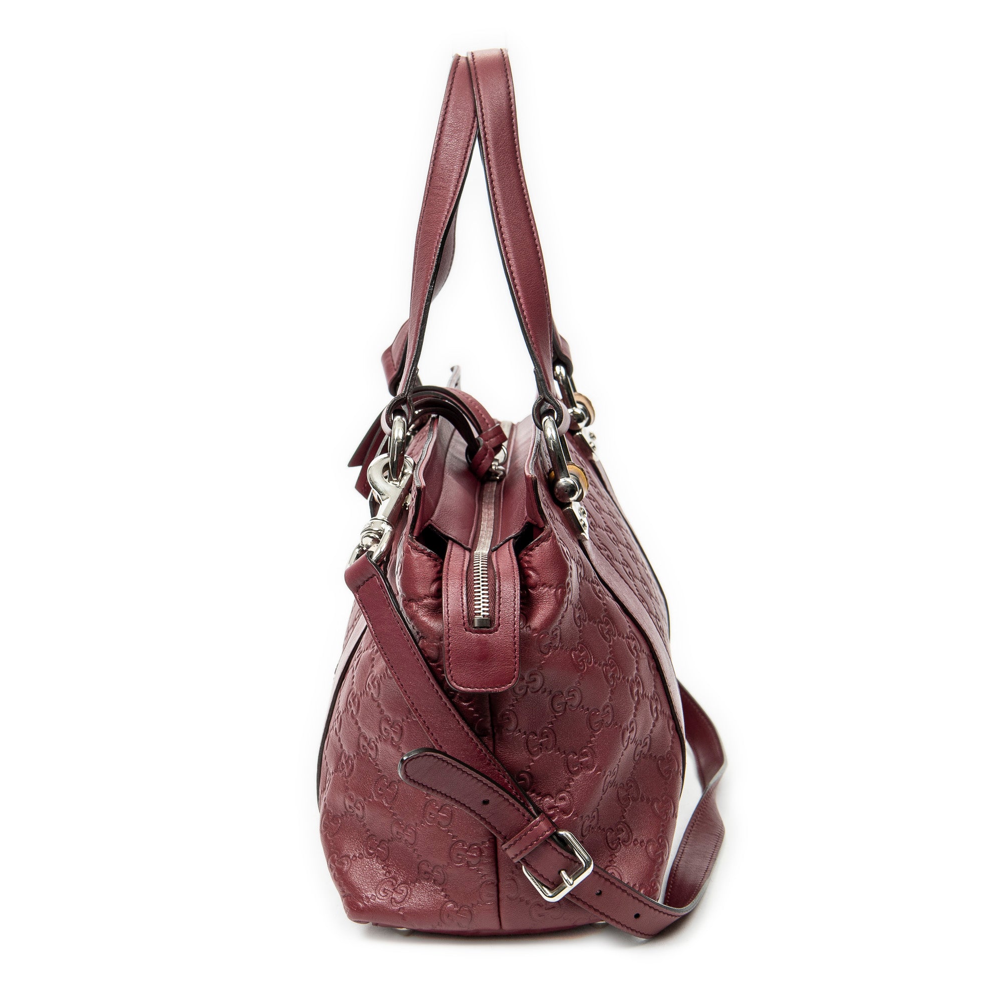 Shoulder Bag Medium Bamboo Bar Tote Burgundy Guccissima Leather