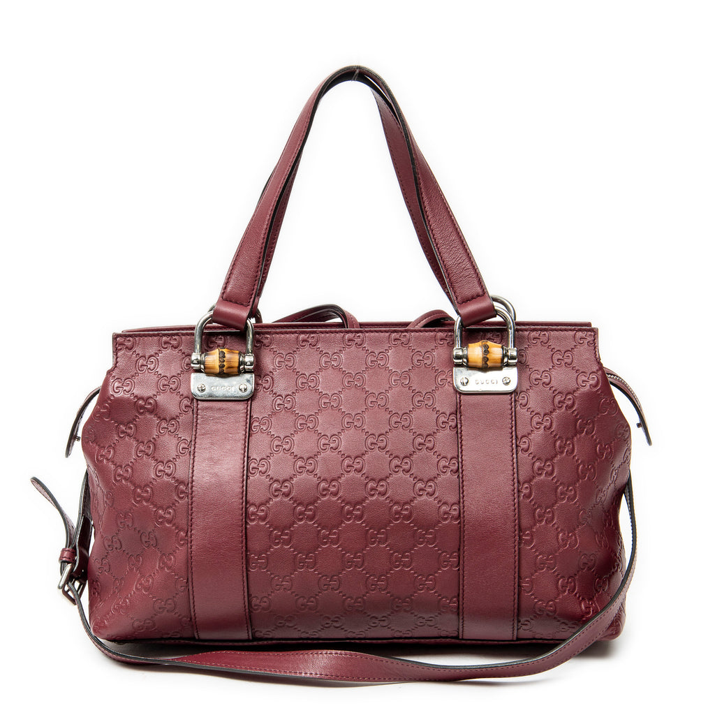 Shoulder Bag Medium Bamboo Bar Tote Burgundy Guccissima Leather