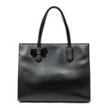 Shoulder Bag GG Ribbon Tote Black Calfskin Leather