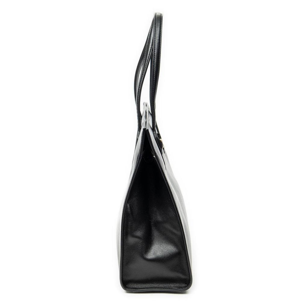 Shoulder Bag GG Ribbon Tote Black Calfskin Leather