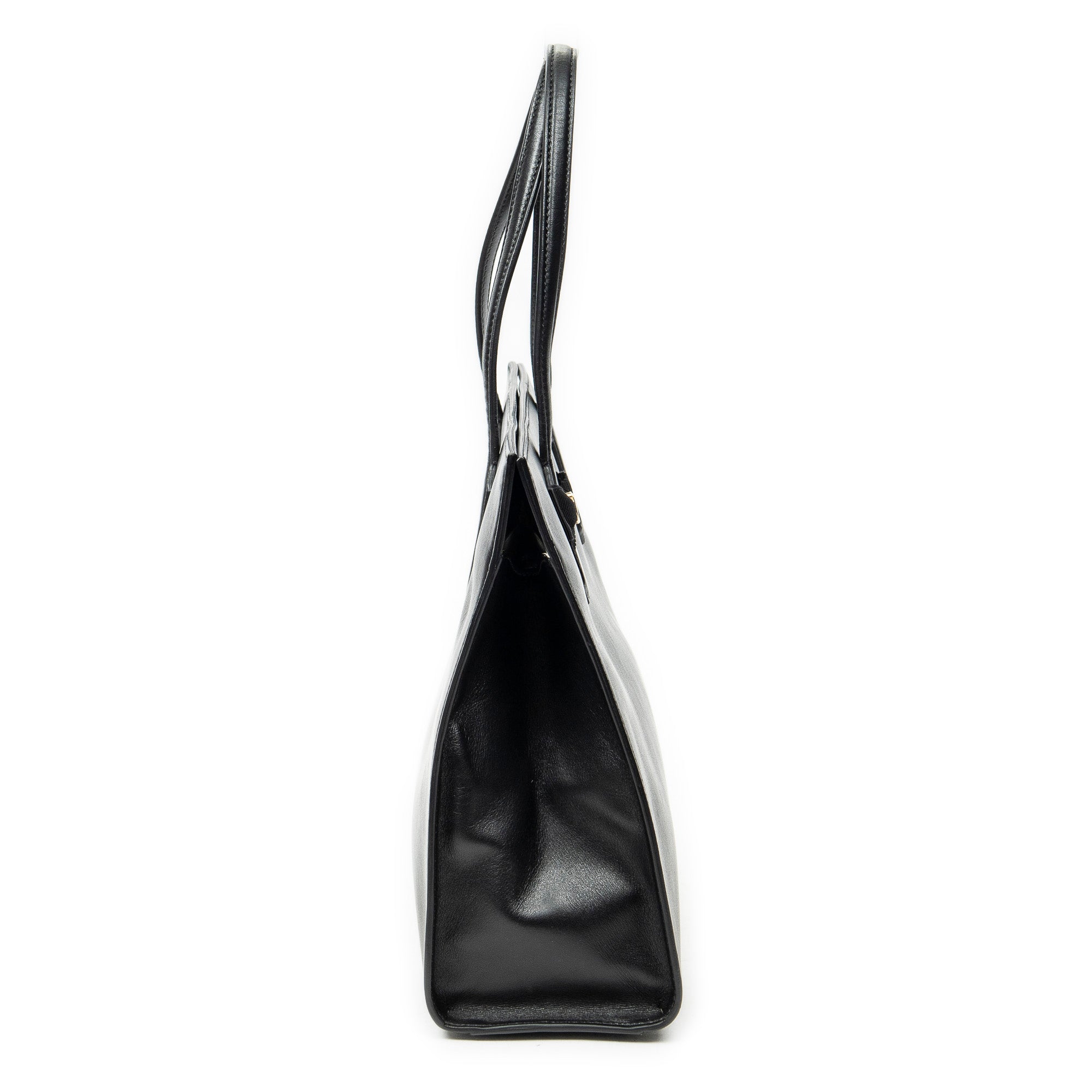 Shoulder Bag GG Ribbon Tote Black Calfskin Leather