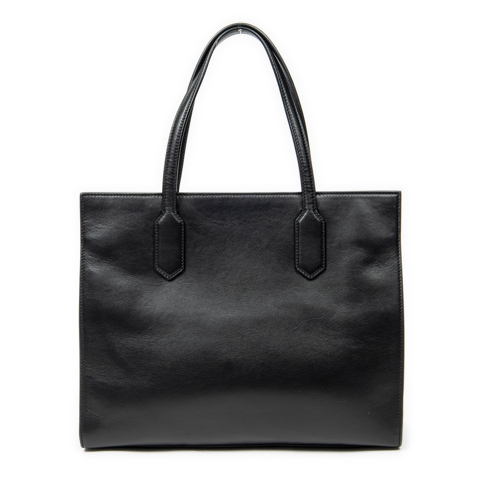 Shoulder Bag GG Ribbon Tote Black Calfskin Leather