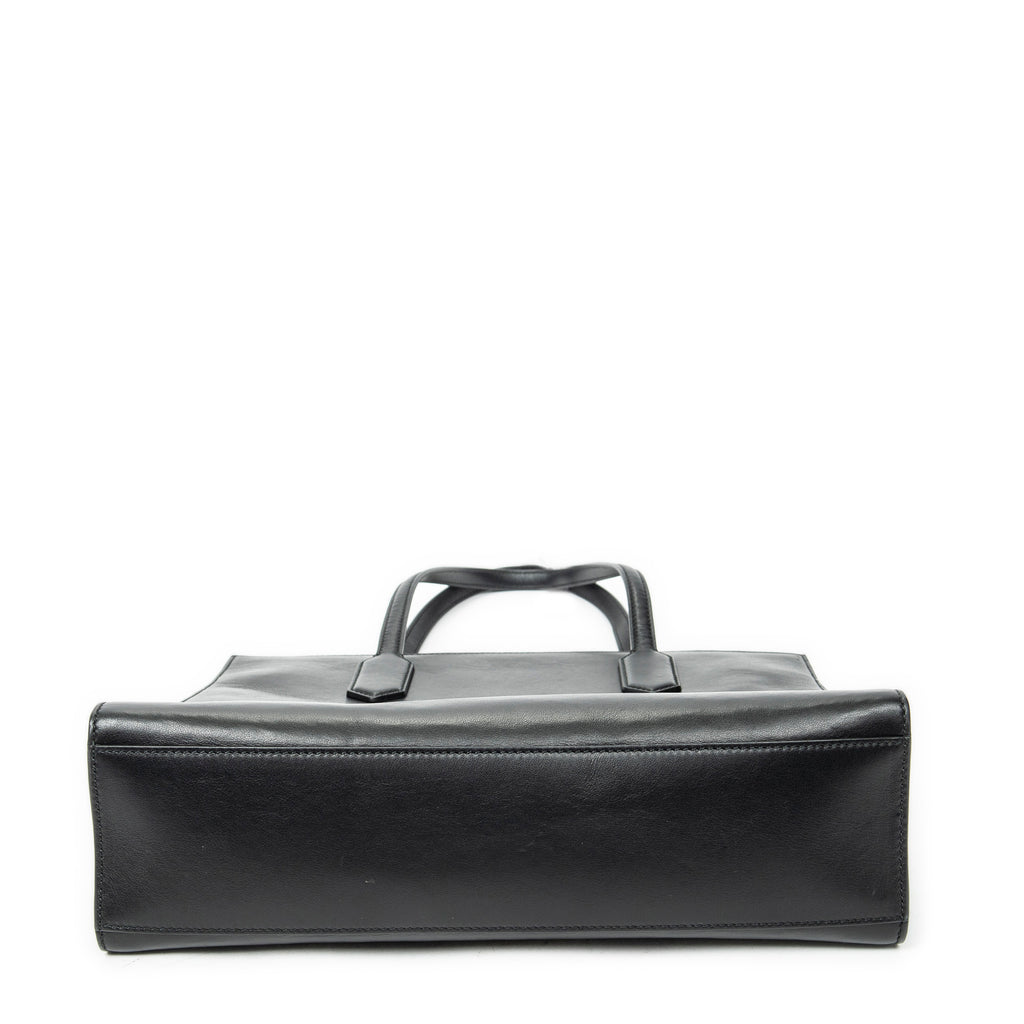 Shoulder Bag GG Ribbon Tote Black Calfskin Leather