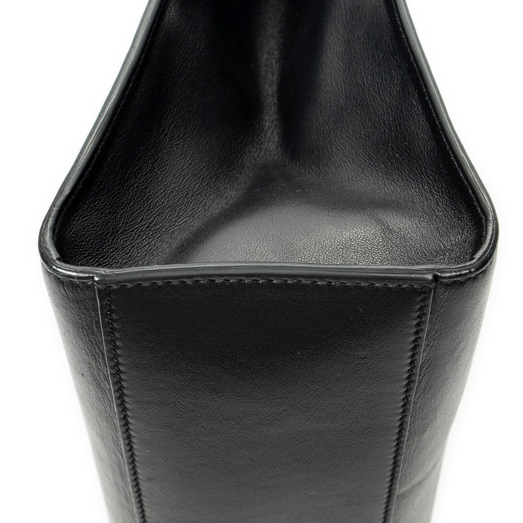 Shoulder Bag GG Ribbon Tote Black Calfskin Leather