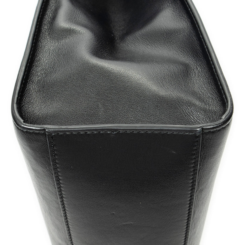 Shoulder Bag GG Ribbon Tote Black Calfskin Leather
