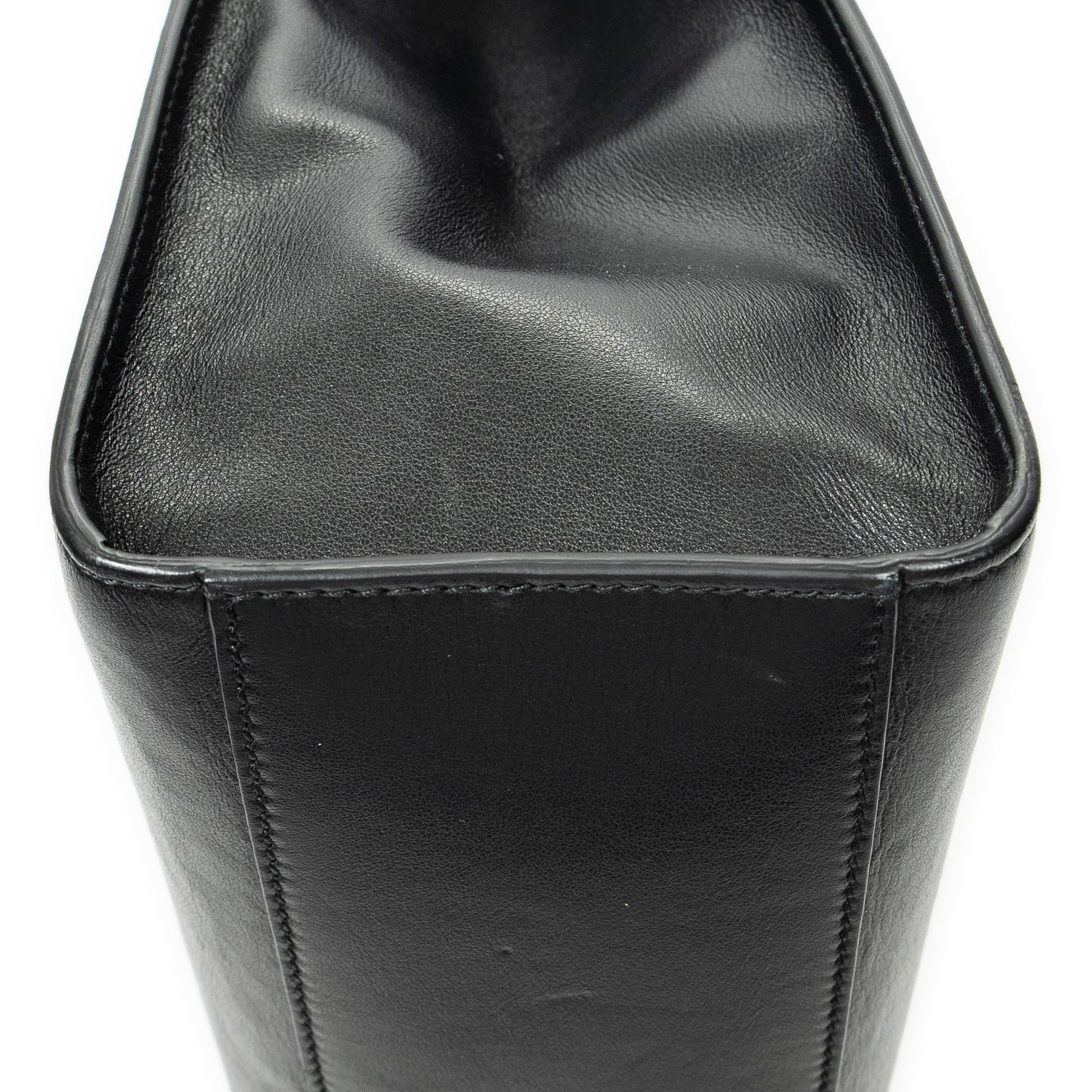Shoulder Bag GG Ribbon Tote Black Calfskin Leather
