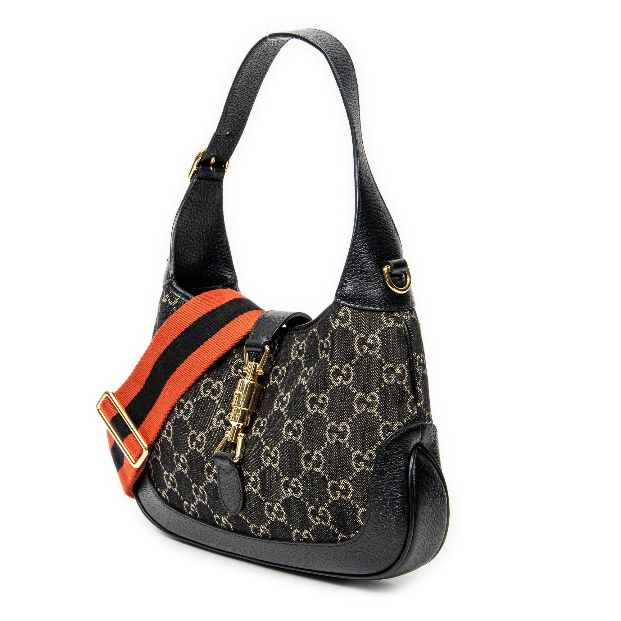 Shoulder Bag New Small Jackie 1961 Black Monogrammed Denim Canvas
