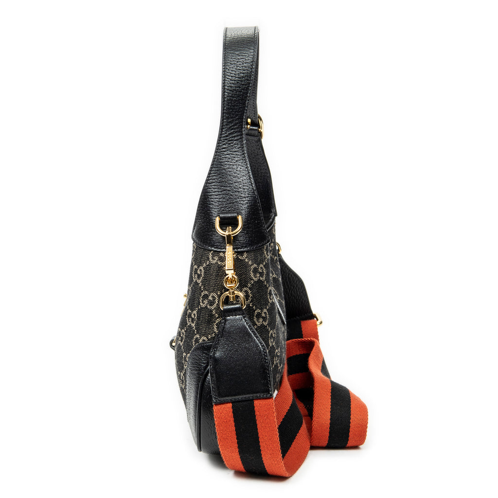 Shoulder Bag New Small Jackie 1961 Black Monogrammed Denim Canvas
