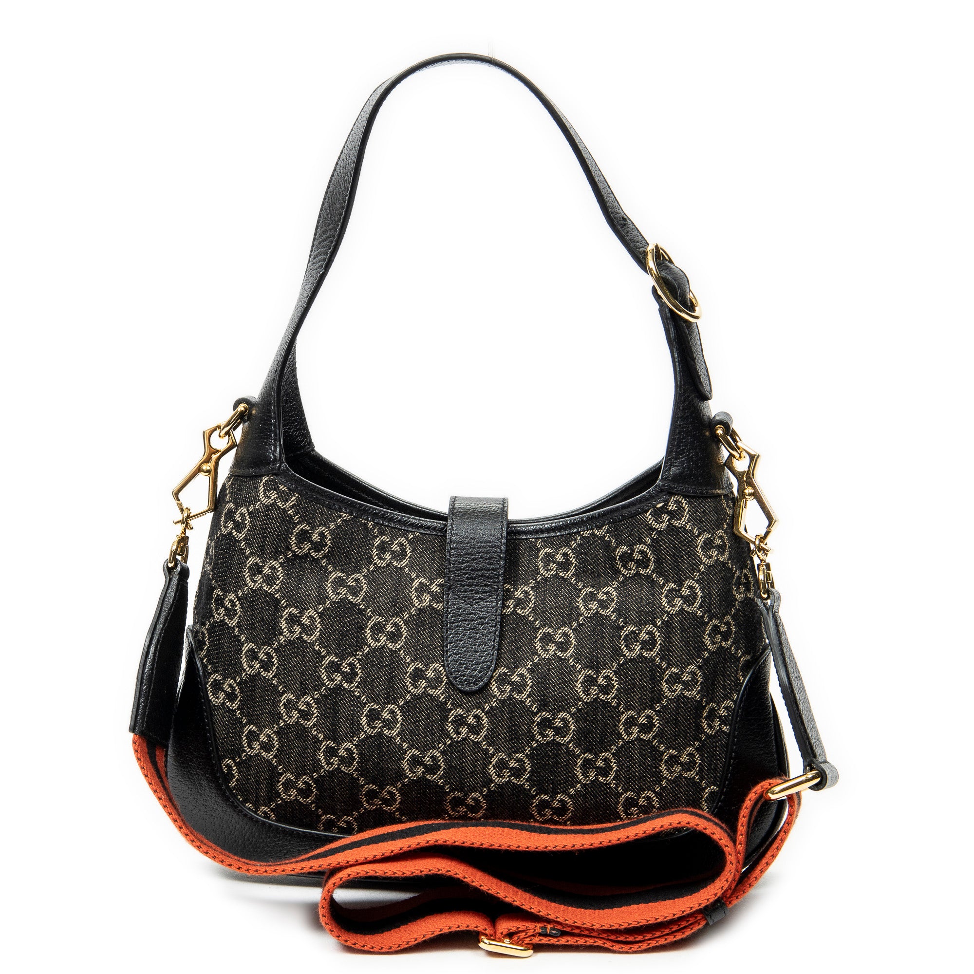 Shoulder Bag New Small Jackie 1961 Black Monogrammed Denim Canvas