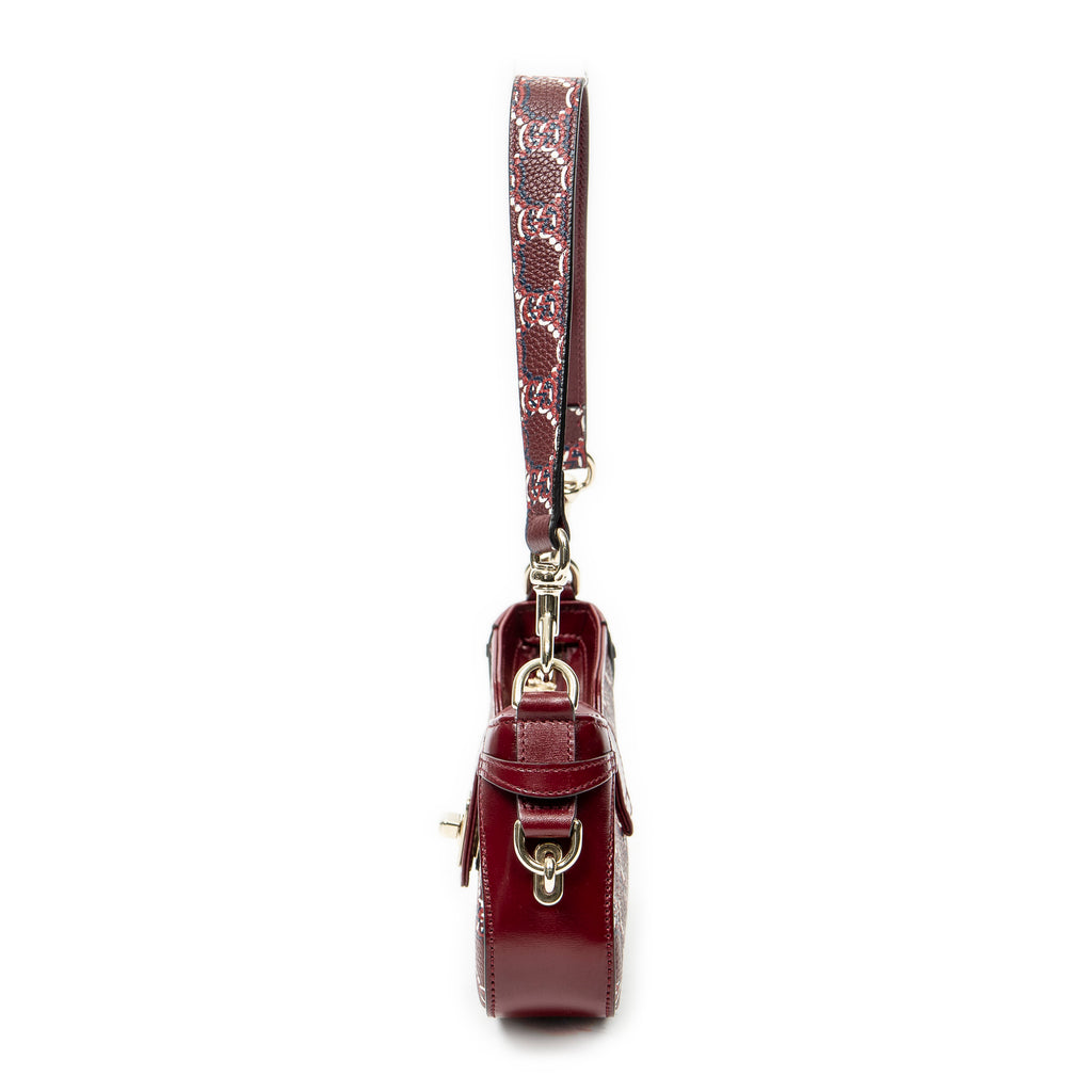 Shoulder Bag Mini Moon Side Hobo Burgundy Optical GG Printed Leather