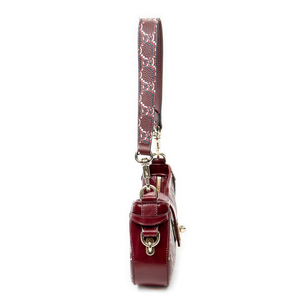 Shoulder Bag Mini Moon Side Hobo Burgundy Optical GG Printed Leather