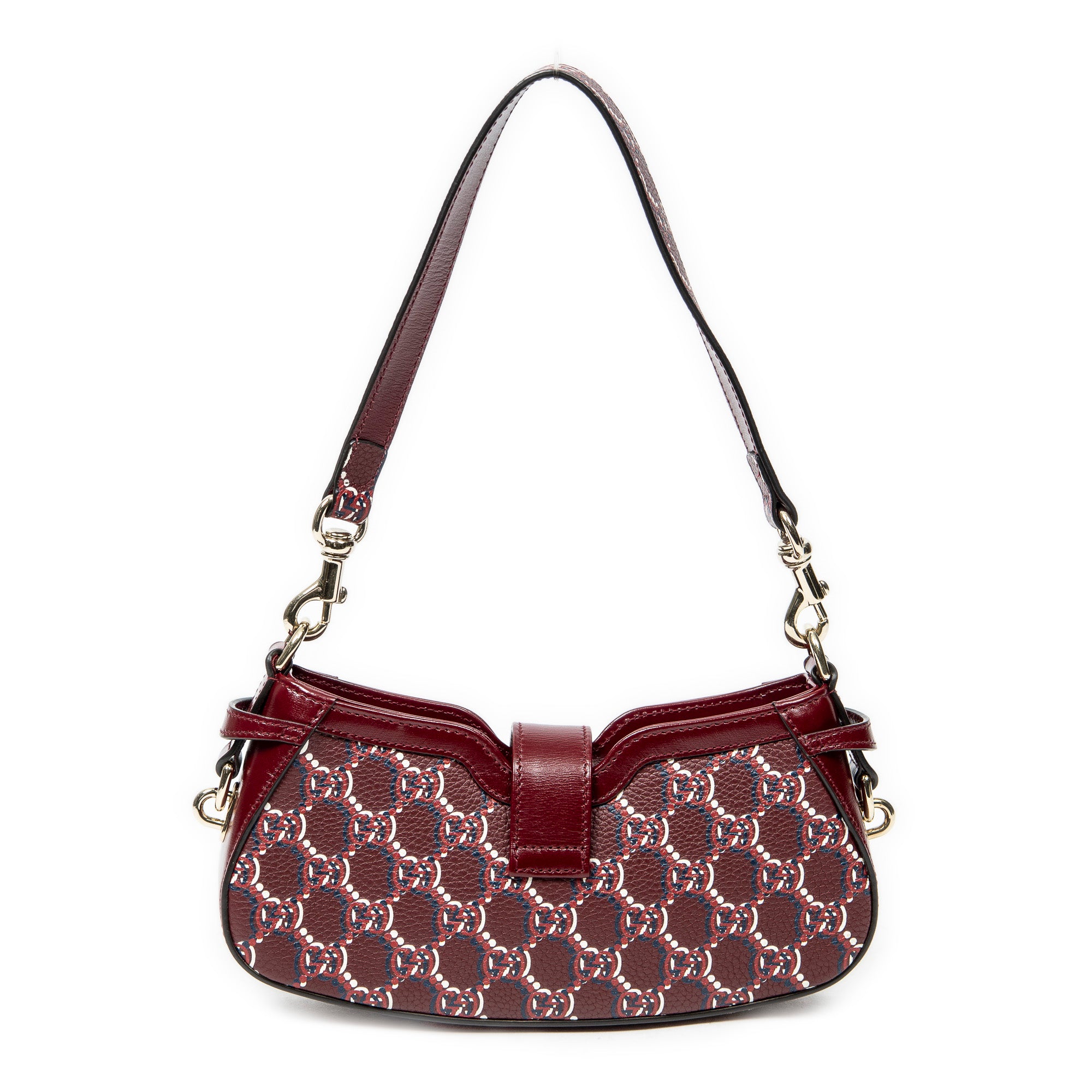 Shoulder Bag Mini Moon Side Hobo Burgundy Optical GG Printed Leather