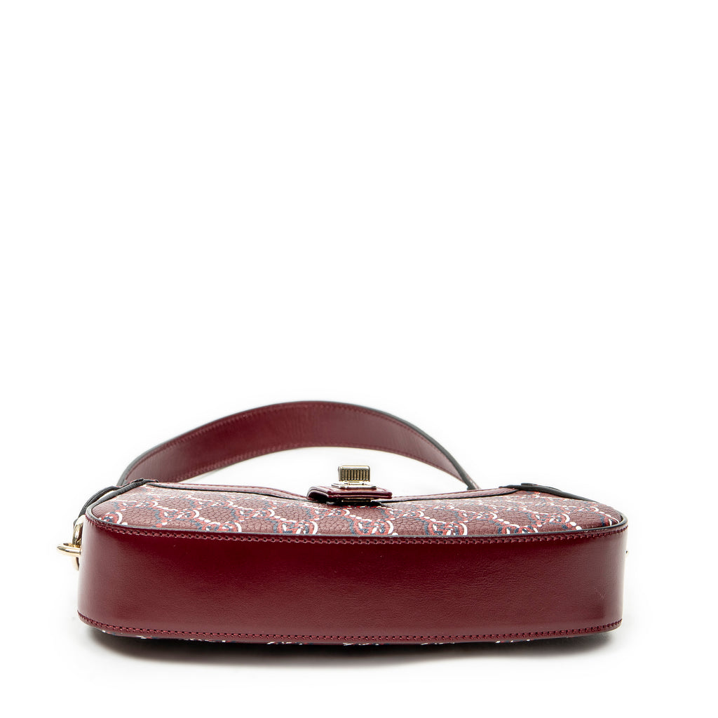 Shoulder Bag Mini Moon Side Hobo Burgundy Optical GG Printed Leather