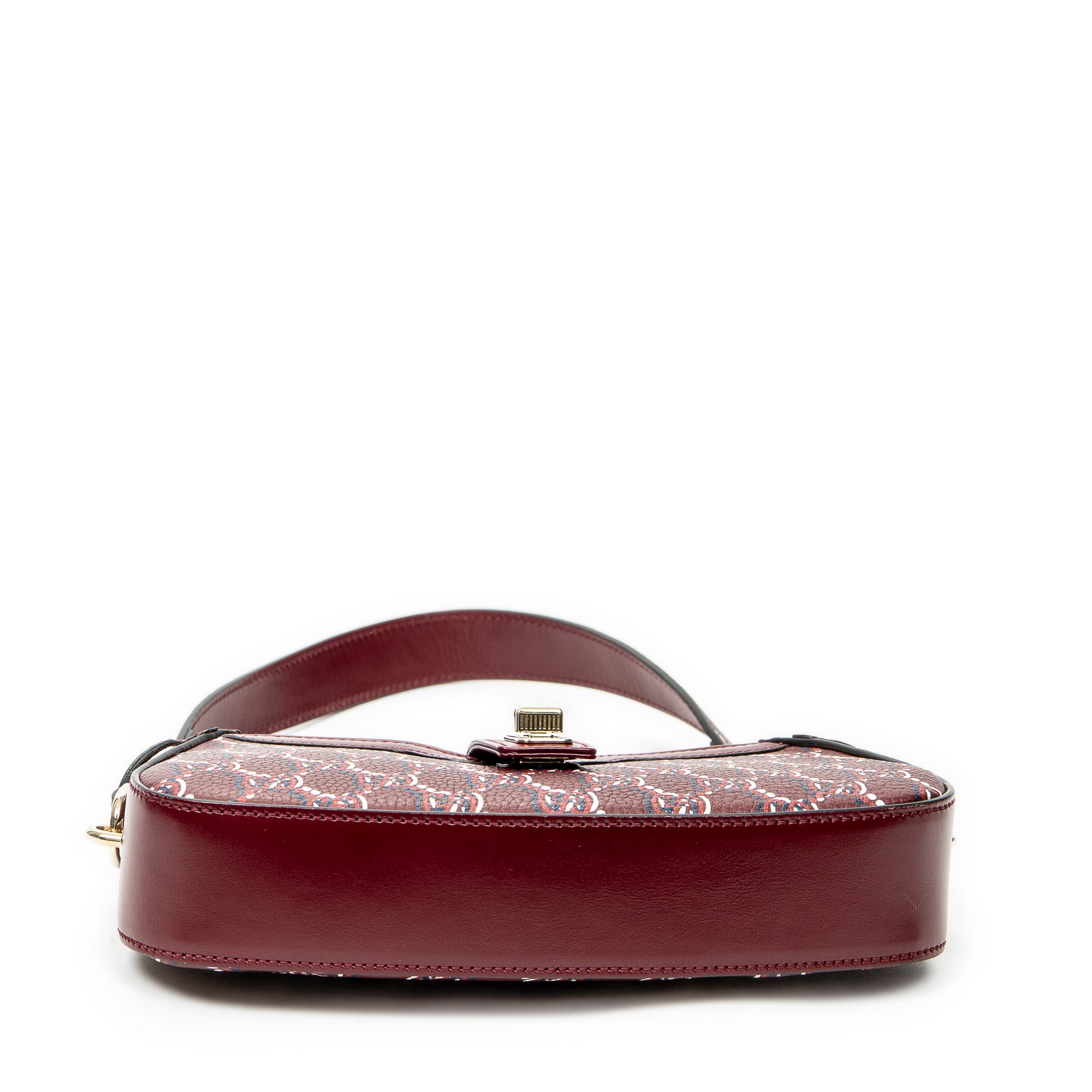 Shoulder Bag Mini Moon Side Hobo Burgundy Optical GG Printed Leather