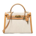 Shoulder Bag Rare Kelly Sellier 32 Beige Toile H Canvas