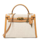 Shoulder Bag Rare Kelly Sellier 32 Beige Toile H Canvas