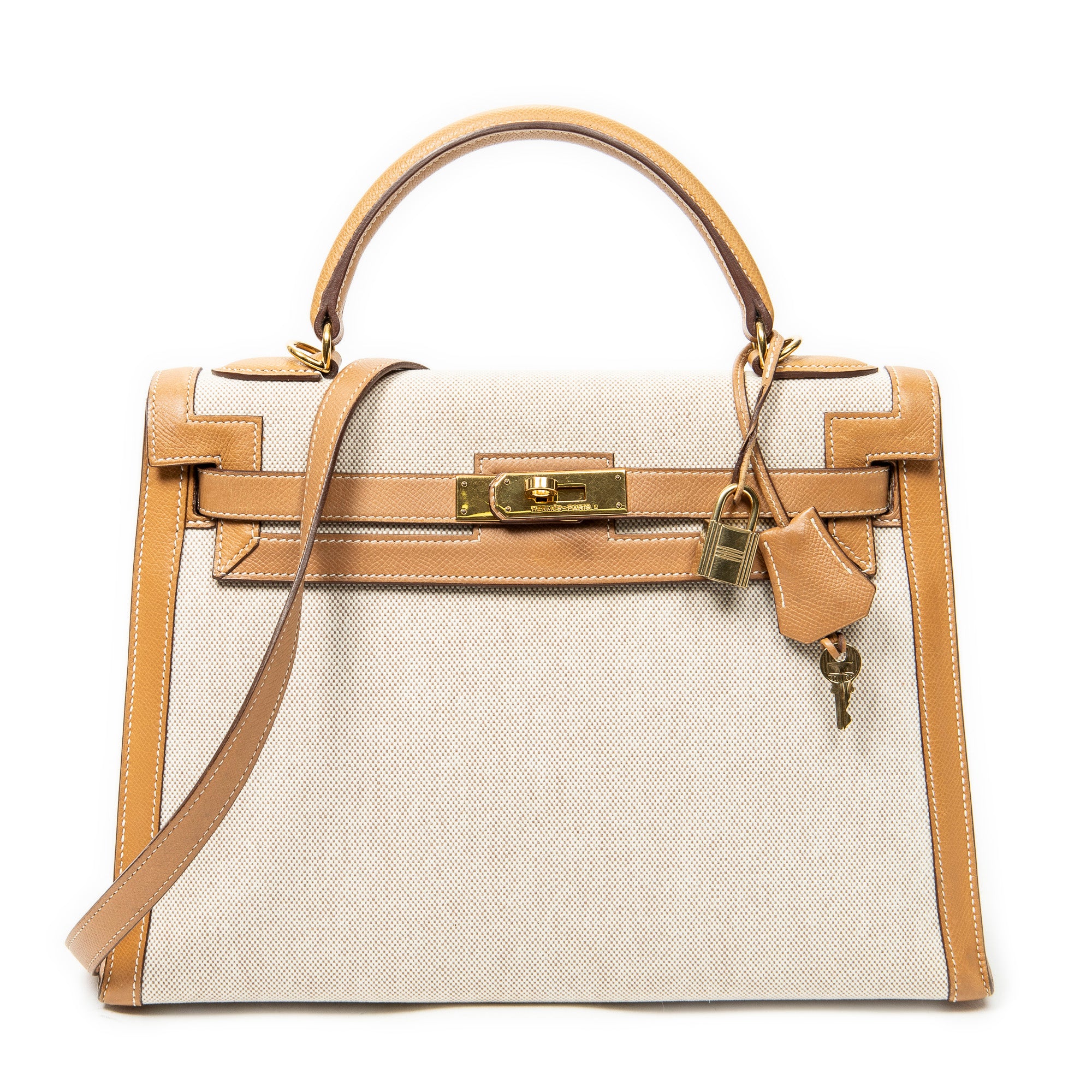 Shoulder Bag Rare Kelly Sellier 32 Beige Toile H Canvas